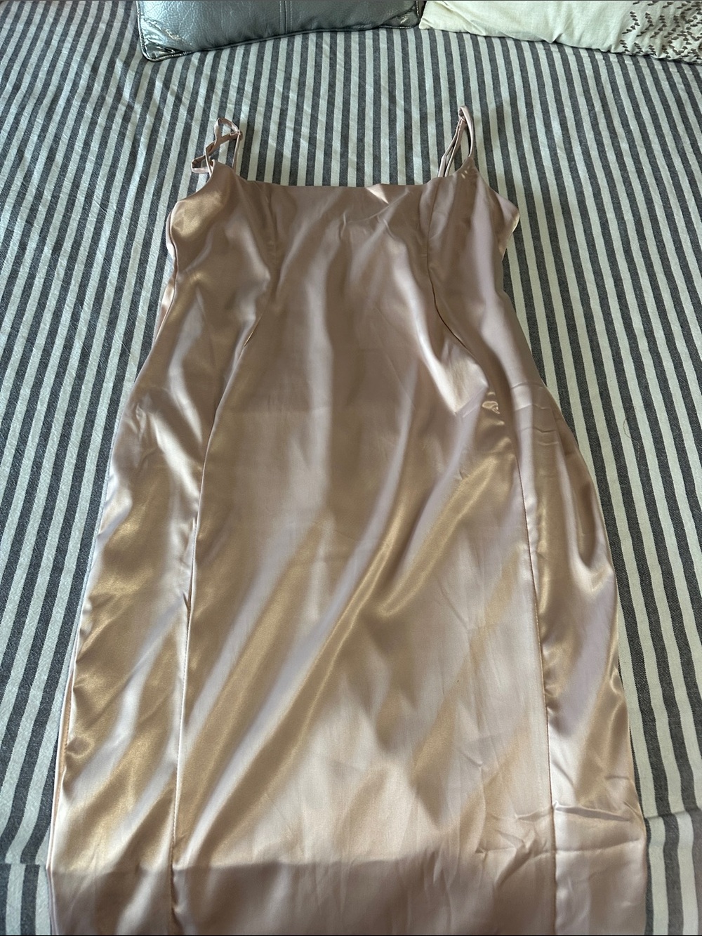 Fashion Nova Satin Slip in Rose Taupe